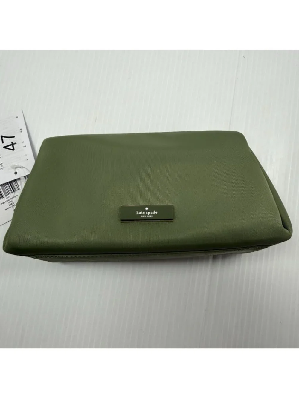Kate Spade Carter Nylon Cosmetic Pouch Olive Cedar Green NWT Eco Recycled Travel
